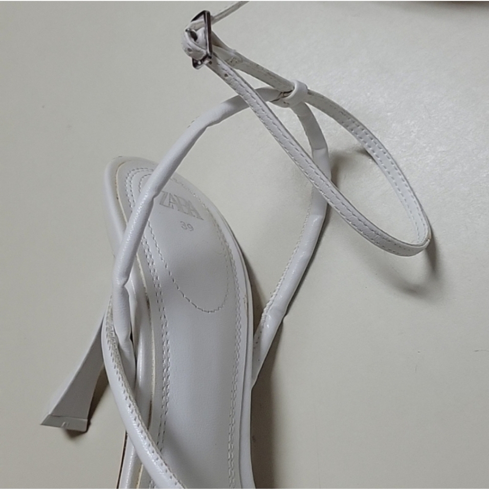 ZARA WHITE Angular Strappy Heels Size 8 - Picture 7 of 15